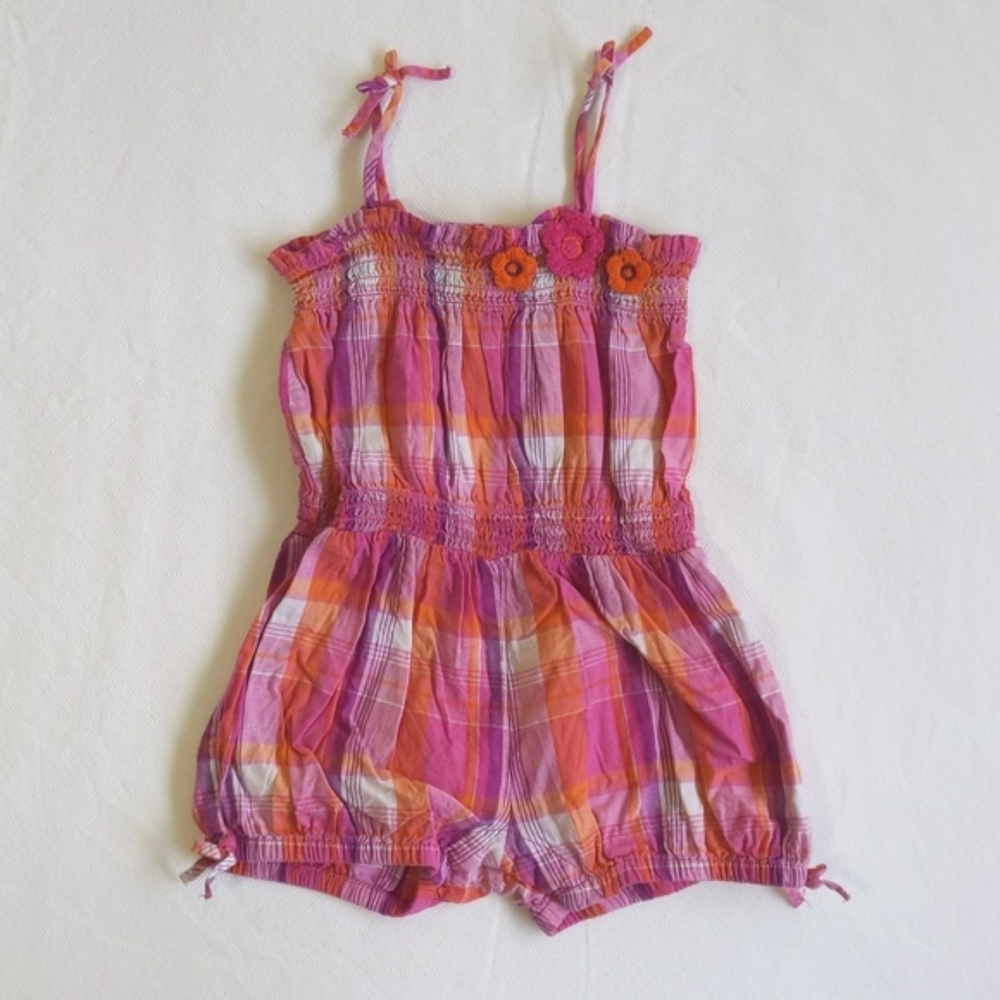 koala baby smocked plaid summer bubble romper playsuit 6-9 months baby girl
